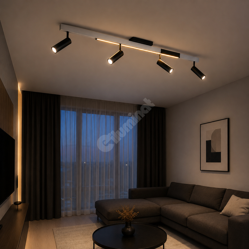 Lustra LED Premium cu 4 Spoturi pe Sina ZENO Silver Telecomanda