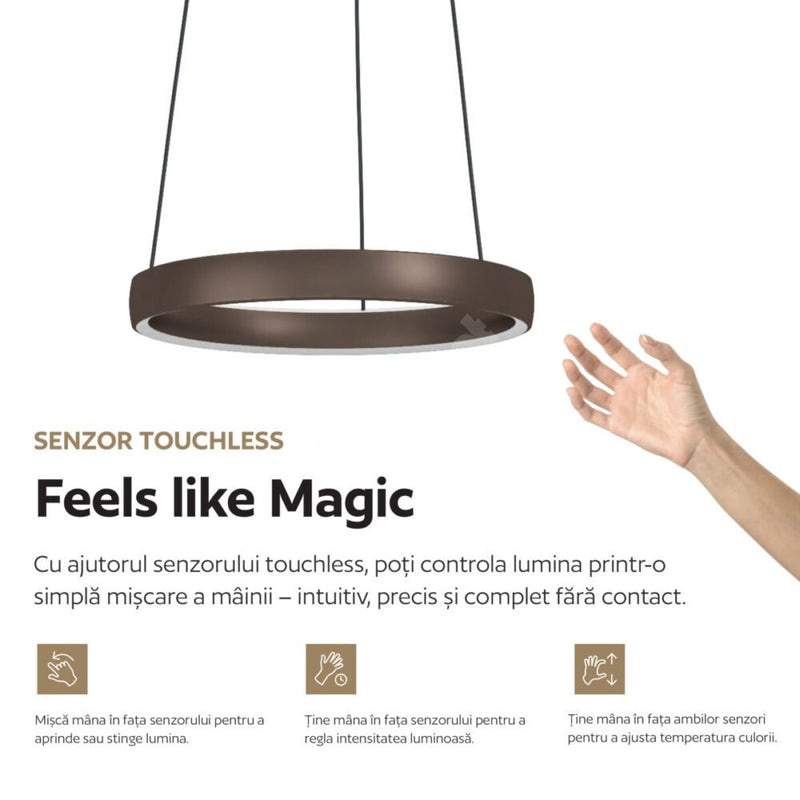 Lustra LED Premium cu Senzor Trabuco Black & Brown Echivalent 750W