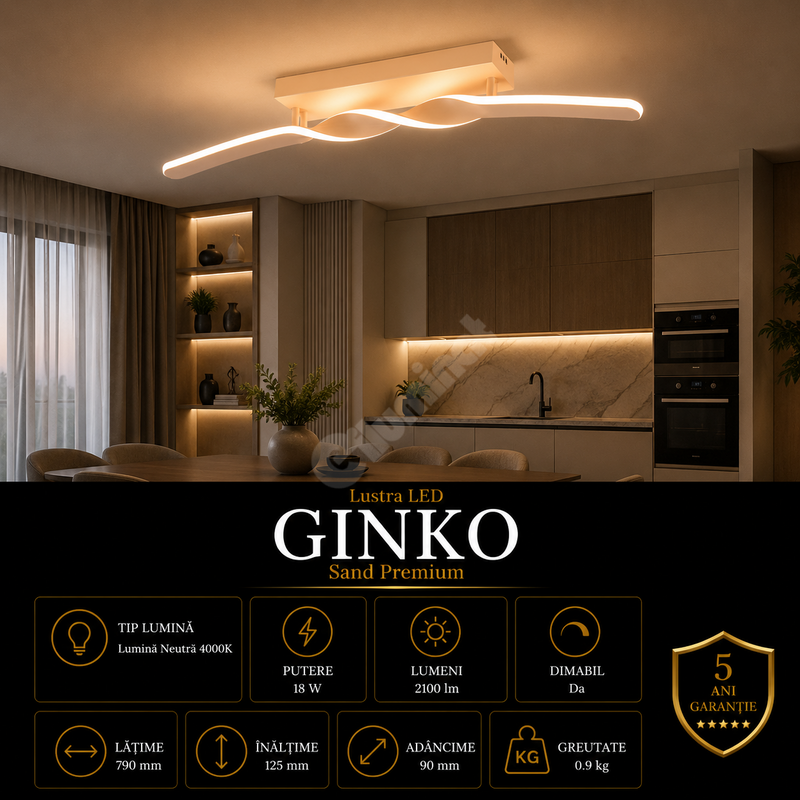 Lustra LED Premium Ginko Cream Echivalent 200W | 3000K