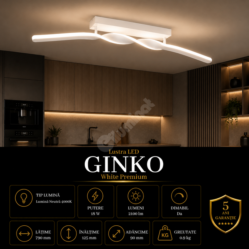 Lustra LED Premium Ginko White Echivalent 200W | 4000K