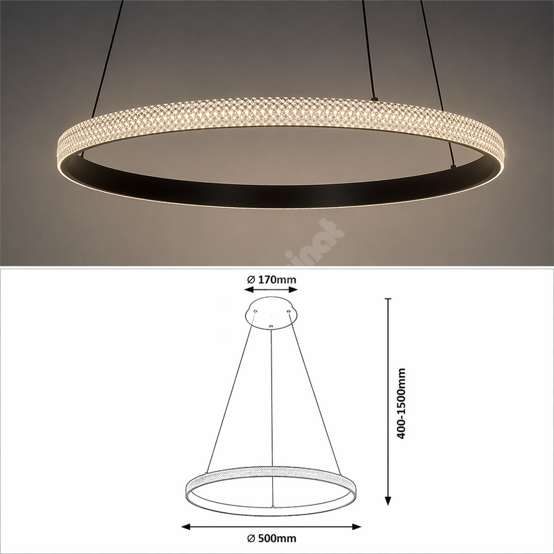 Lustra LED Suspendata Black ZELA 1 Segment Echivalent 300W