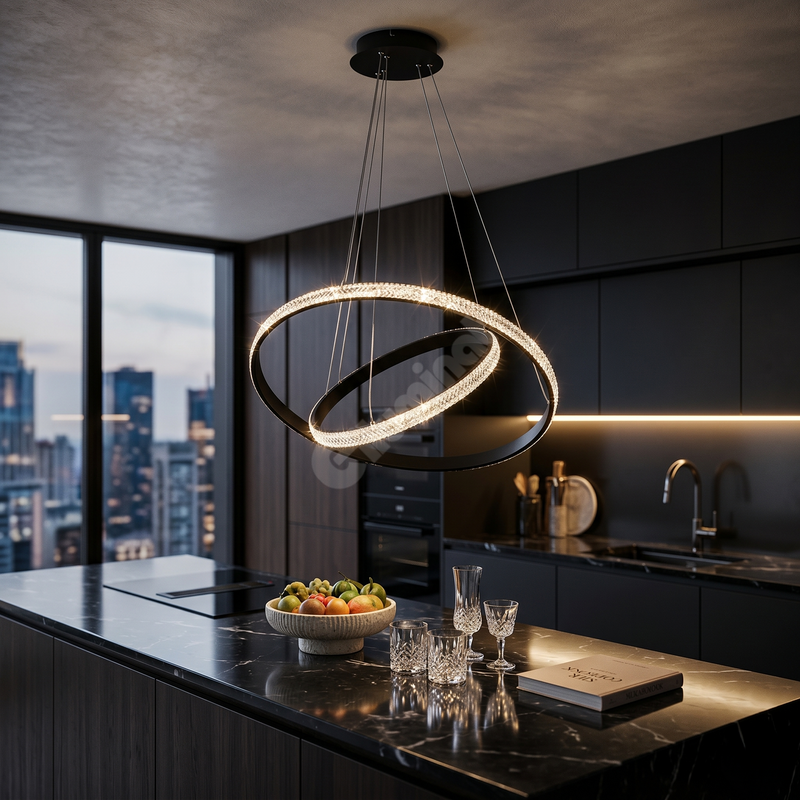 Lustra LED Suspendata Black ZELA 2 Segmente Echivalent 400W