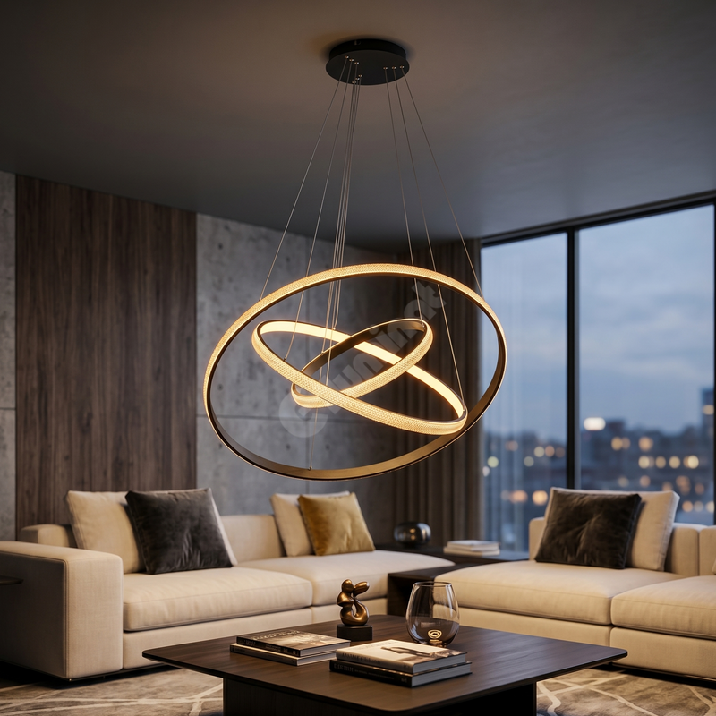 Lustra LED Suspendata Black ZELA 3 Segmente Echivalent 500W