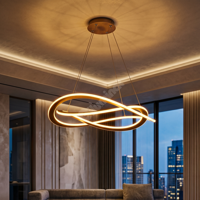Lustra LED Suspendata LIGNIS Gold Echivalent 400W Premium