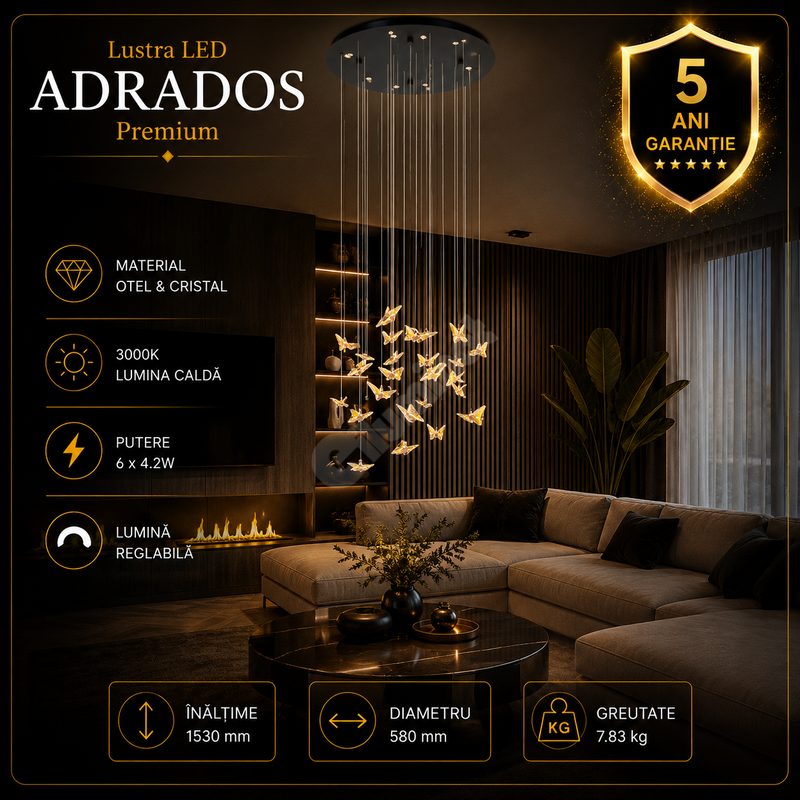 Lustra LED Suspendata Premium Adrados Black Ø58CM