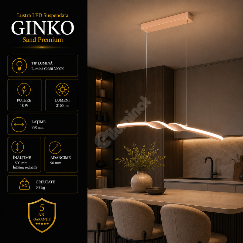 Lustra LED Suspendata Premium Ginko Cream Echivalent 200W | 3000K