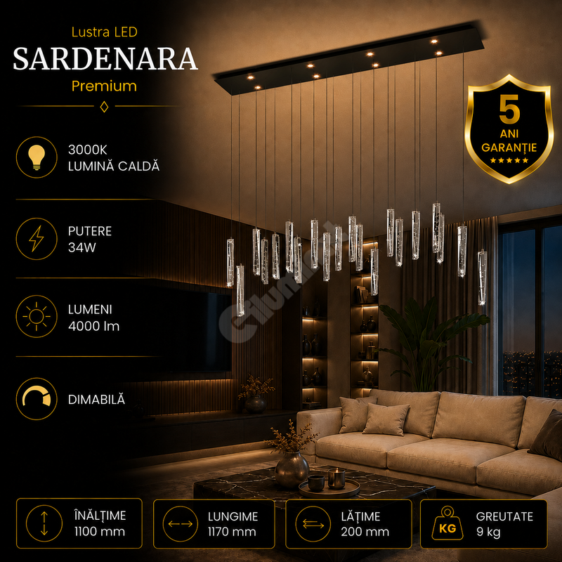 Lustra LED Suspendata Premium Sardenara Black Echivalent 400W