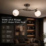 Lustra Vintage TOSCANA Wenge 2xE27 Abajur White 56cm