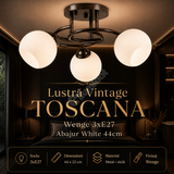 Lustra Vintage TOSCANA Wenge 3xE27 Abajur White 44cm