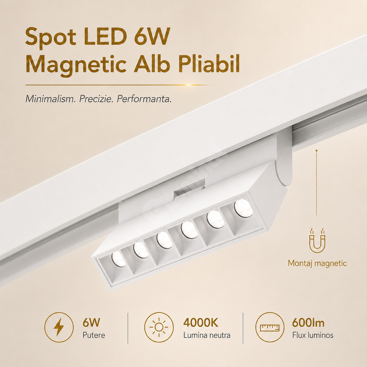 Spot LED 6W Magnetic Alb Pliabil
