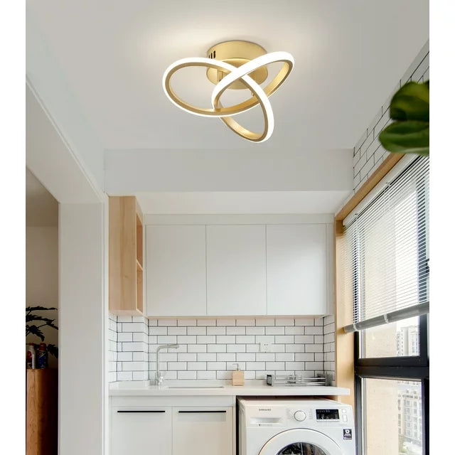 Lustra LED 48W TWO RINGS GOLD Echivalent 200W