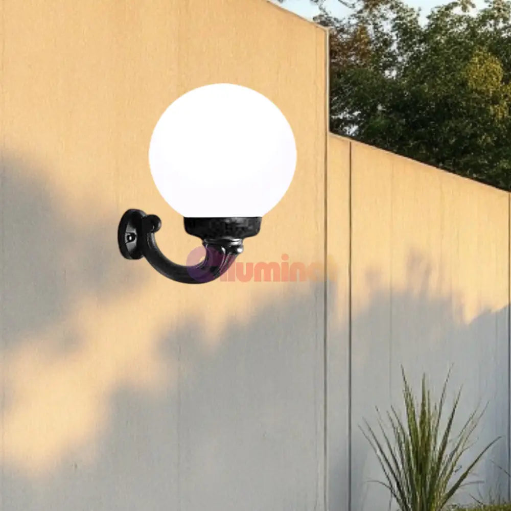Felinar LED Glob Exterior 400mm cu brat NEAGRA Wall Light Fixtures