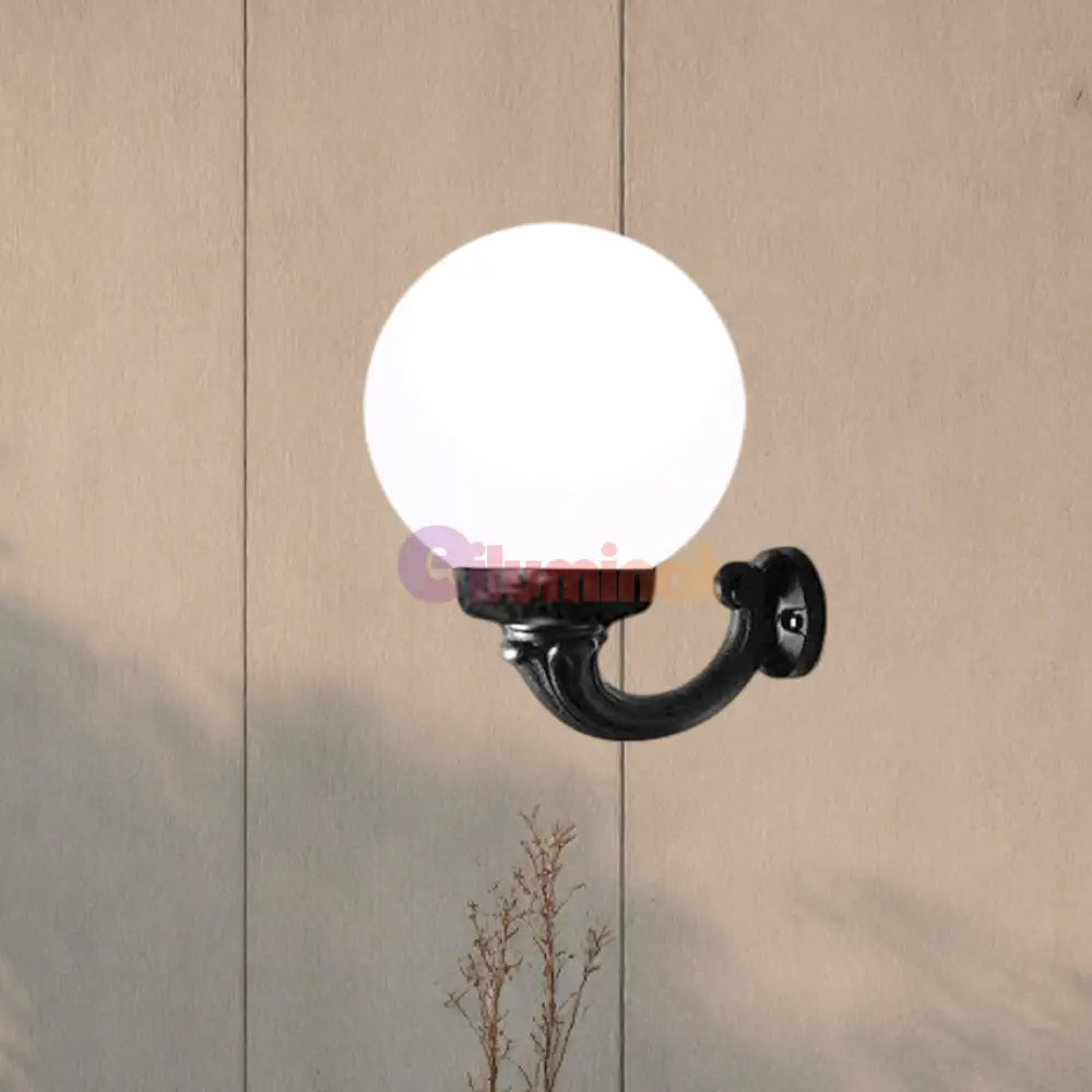Felinar LED Glob Exterior 400mm cu brat NEAGRA Wall Light Fixtures