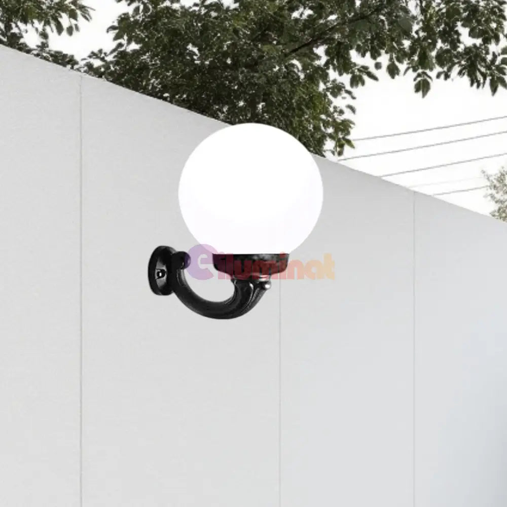 Felinar LED Glob Exterior 400mm cu brat NEAGRA Wall Light Fixtures