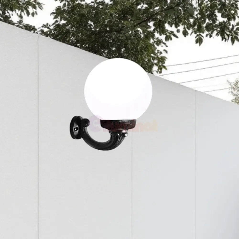 Felinar LED Glob Exterior 400mm cu brat NEAGRA Wall Light Fixtures