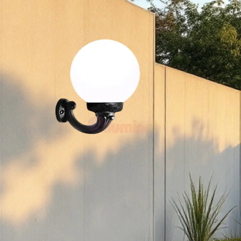 Felinar LED Glob Exterior 400mm cu brat NEAGRA Wall Light Fixtures