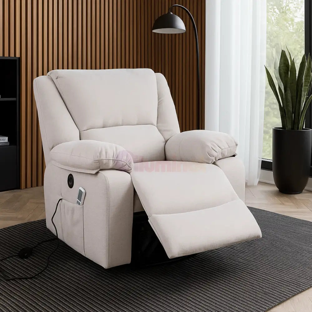 Fotoliu cu Masaj și Încălzire Recliner Electric Bej FOTOLIU CU MASAJ/RECLINER/INCALZIRE / Bej Chairs