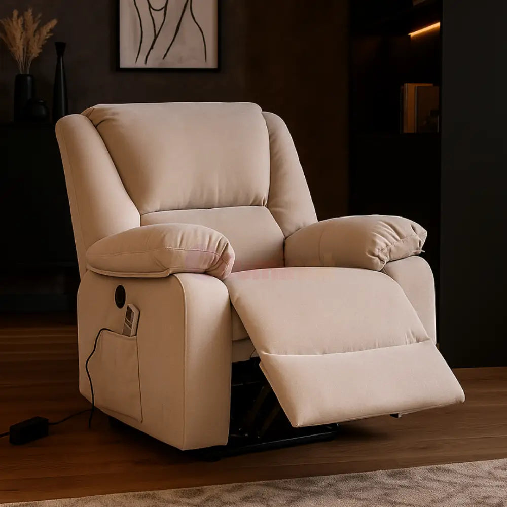 Fotoliu cu Masaj și Încălzire Recliner Electric Bej FOTOLIU CU MASAJ/RECLINER/INCALZIRE / Bej Chairs