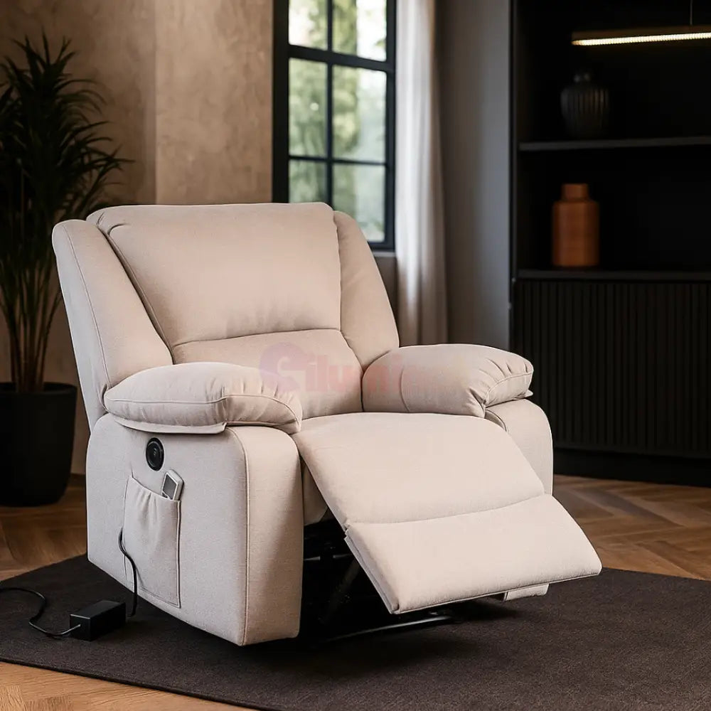 Fotoliu cu Masaj și Încălzire Recliner Electric Bej FOTOLIU CU MASAJ/RECLINER/INCALZIRE / Bej Chairs