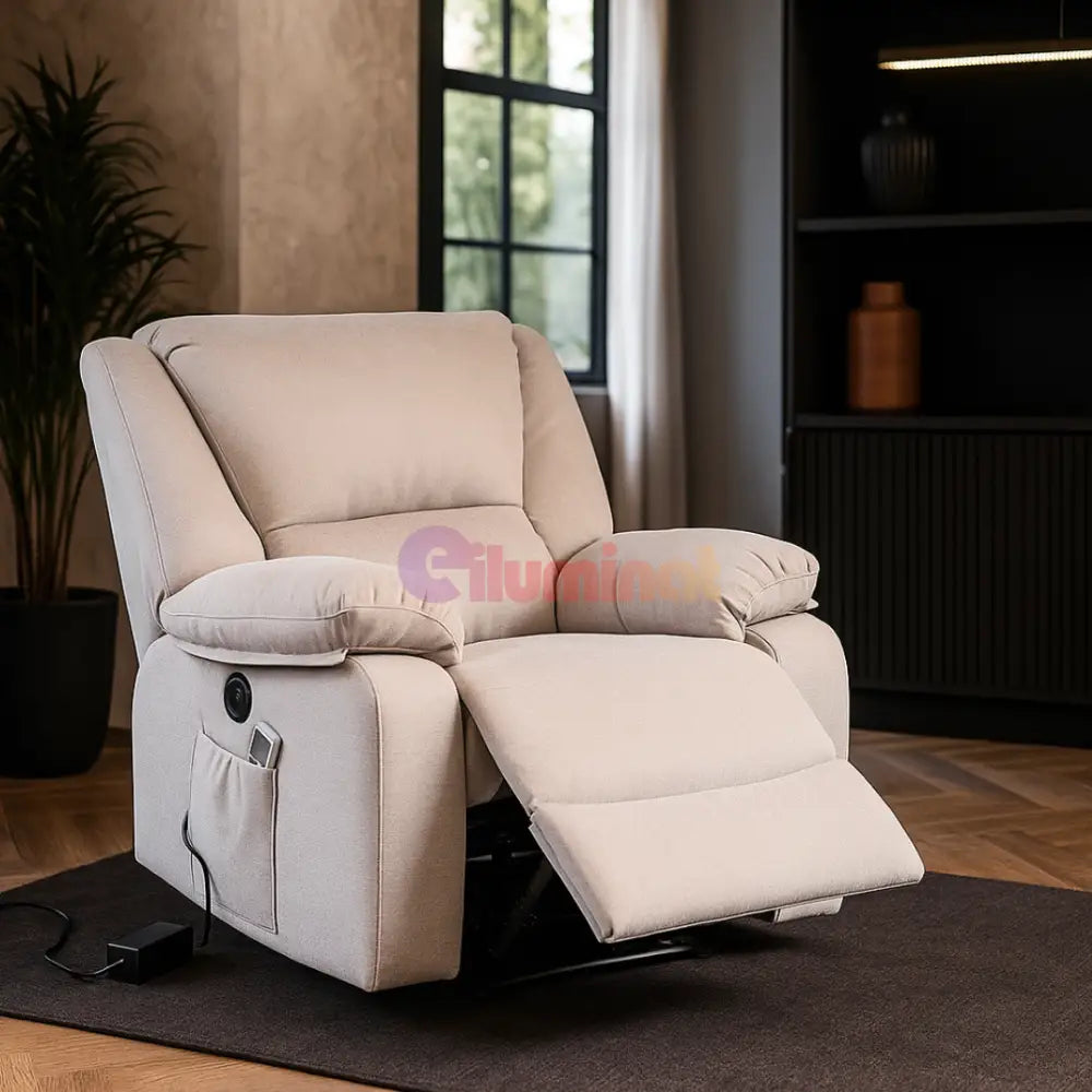 Fotoliu cu Masaj și Încălzire Recliner Electric Bej FOTOLIU CU MASAJ/RECLINER/INCALZIRE / Bej Chairs