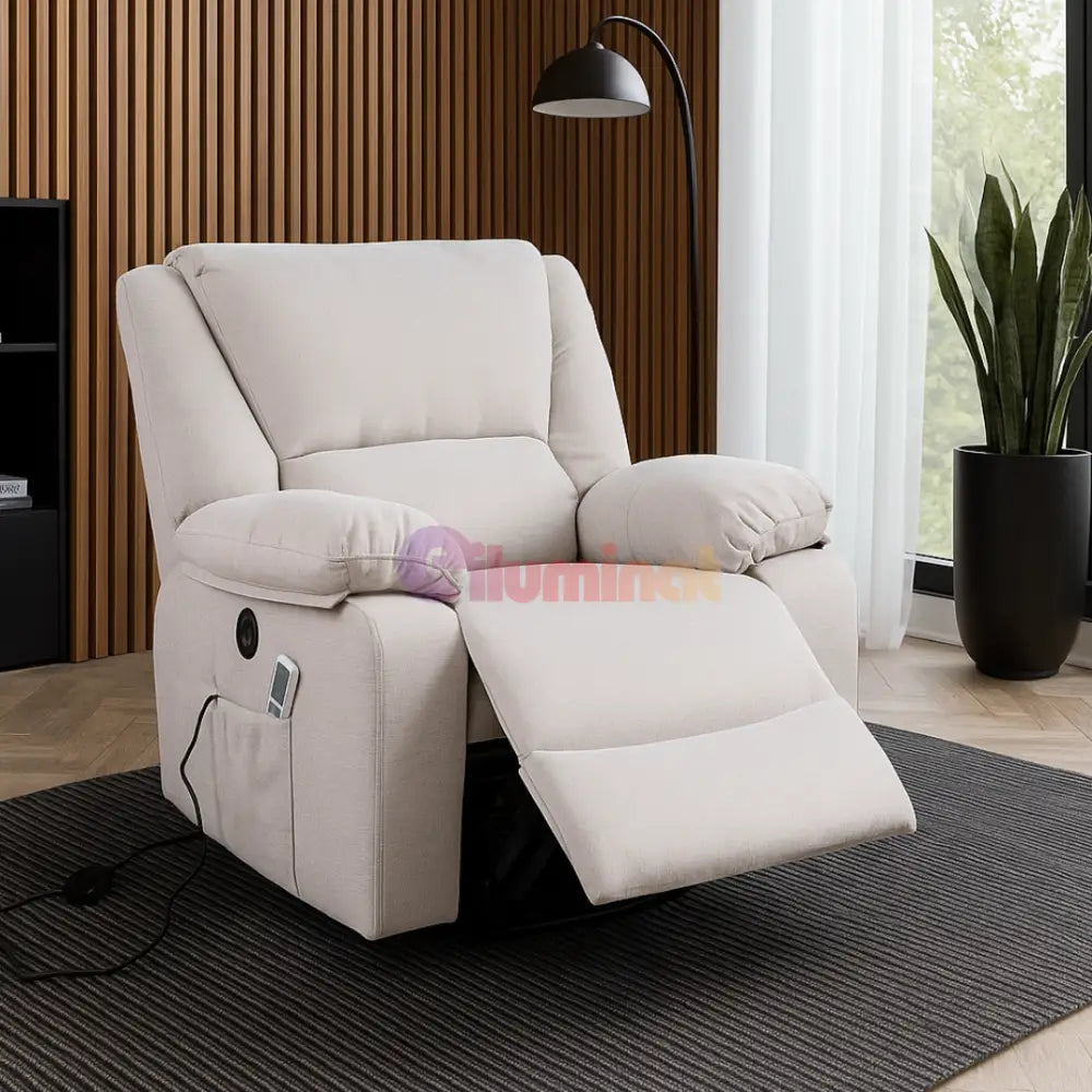 Fotoliu cu Masaj și Încălzire Recliner Electric Bej FOTOLIU CU MASAJ/RECLINER/INCALZIRE / Bej Chairs
