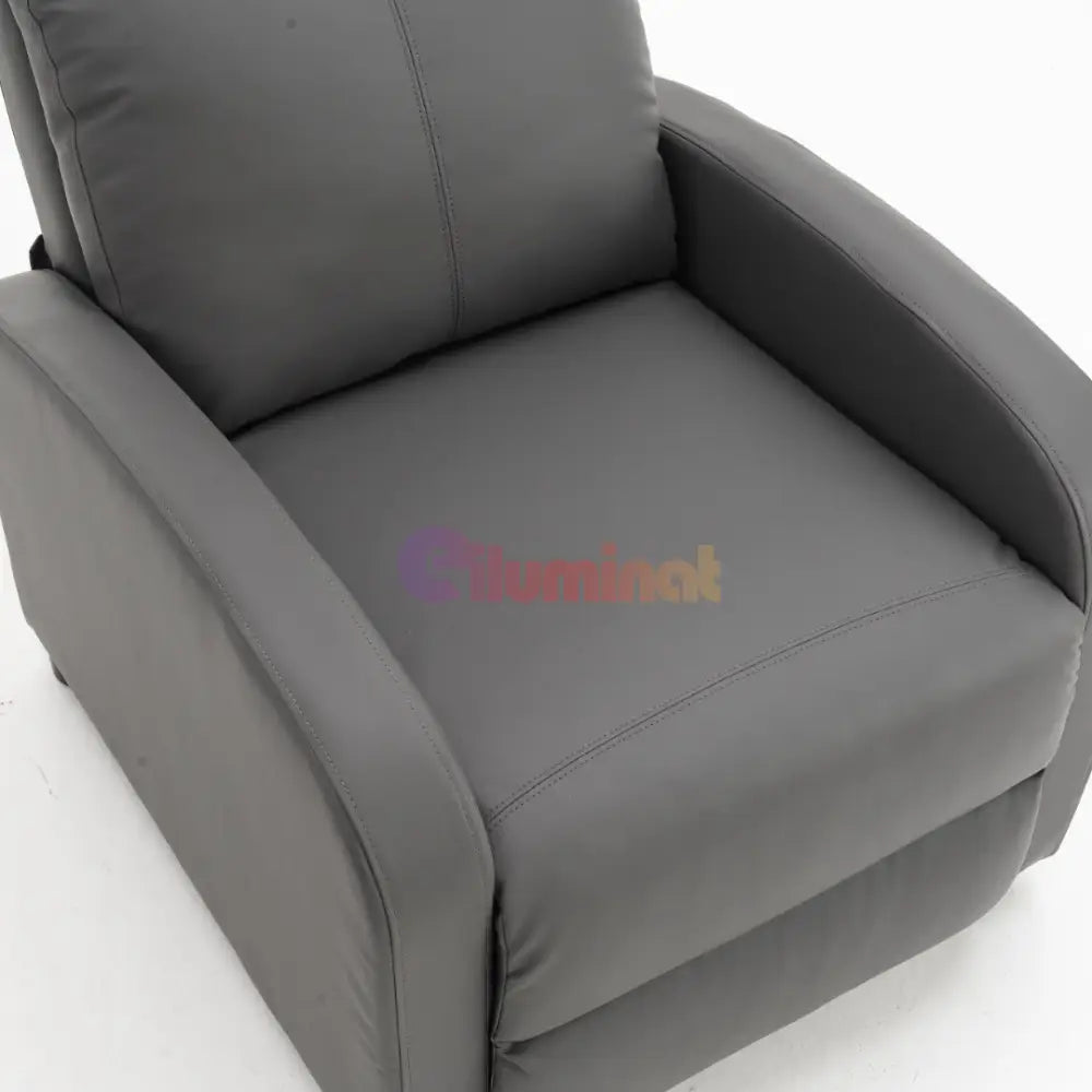 Fotoliu Recliner din Piele Ecologică Spatar Rabatabil si Suport Picioare Extensibil Gri FOTOLIU CU RECLINER / GRI Chairs