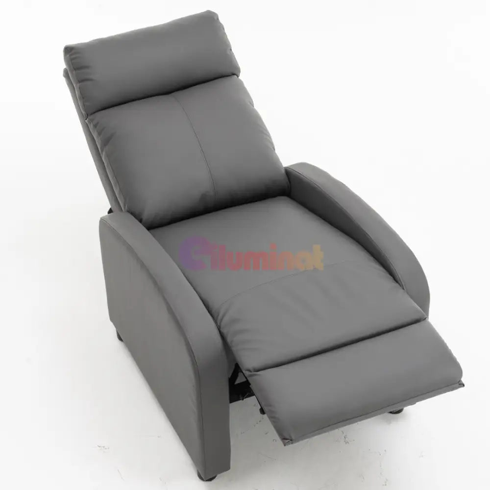 Fotoliu Recliner din Piele Ecologică Spatar Rabatabil si Suport Picioare Extensibil Gri FOTOLIU CU RECLINER / GRI Chairs