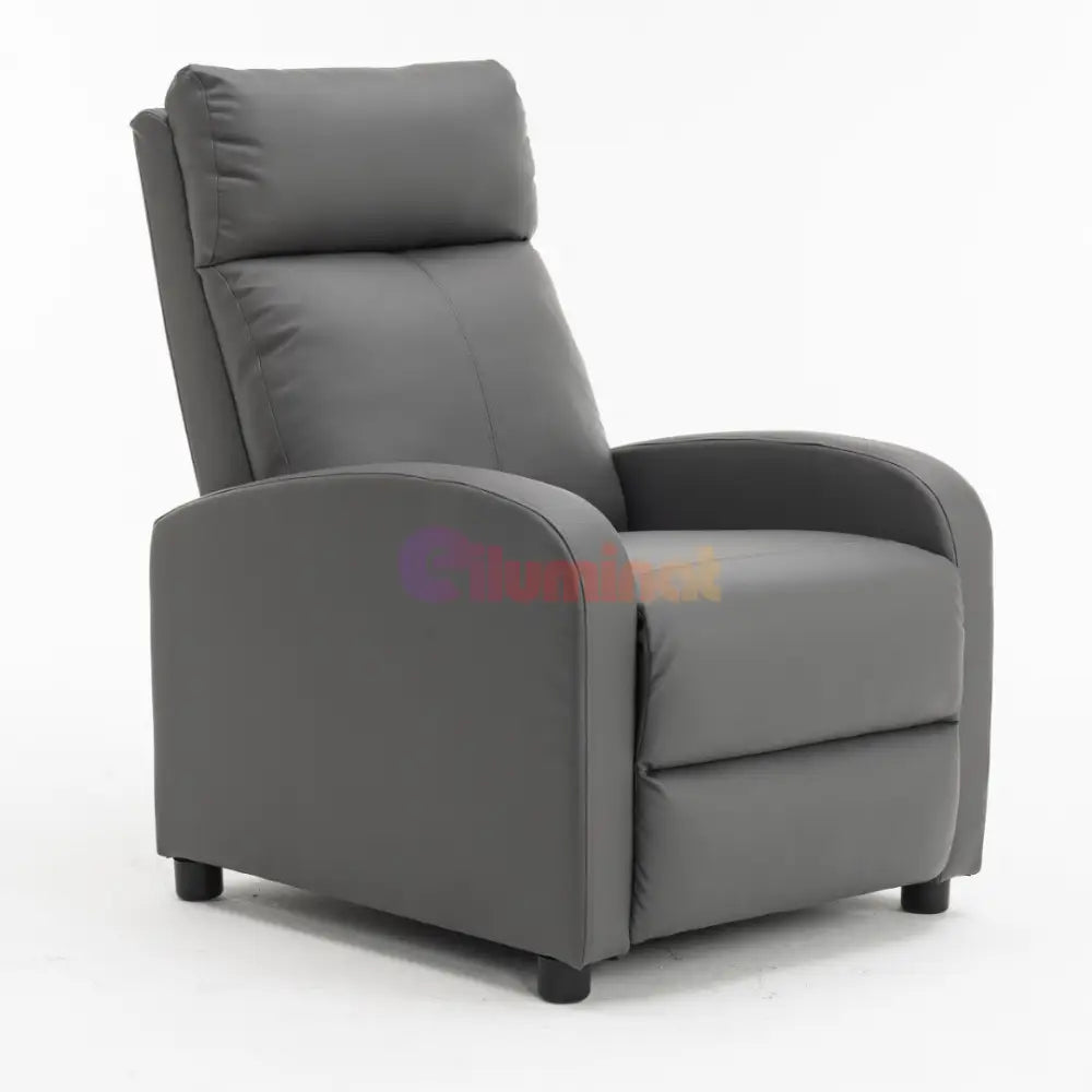 Fotoliu Recliner din Piele Ecologică Spatar Rabatabil si Suport Picioare Extensibil Gri FOTOLIU CU RECLINER / GRI Chairs