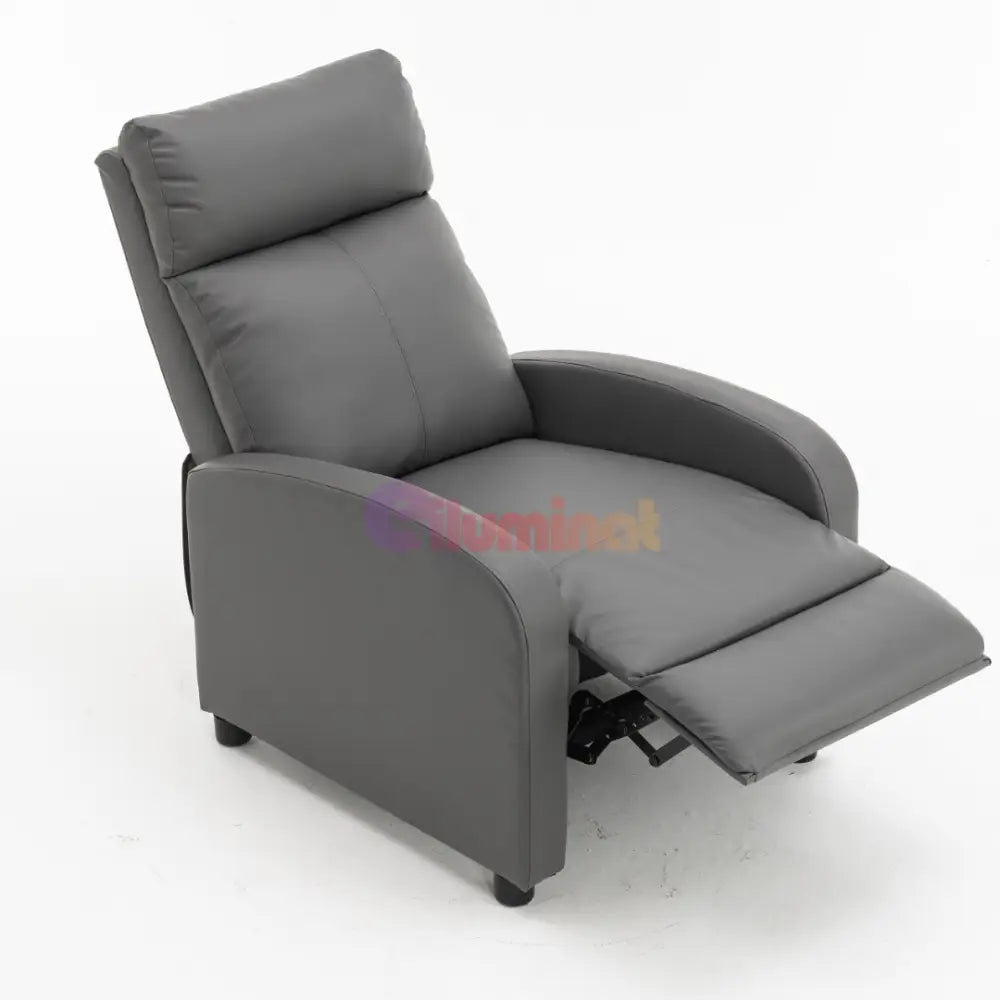 Fotoliu Recliner din Piele Ecologică Spatar Rabatabil si Suport Picioare Extensibil Gri FOTOLIU CU RECLINER / GRI Chairs