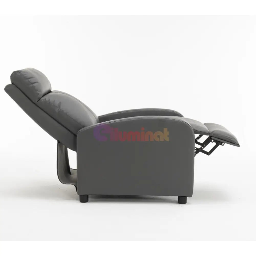 Fotoliu Recliner din Piele Ecologică Spatar Rabatabil si Suport Picioare Extensibil Gri FOTOLIU CU RECLINER / GRI Chairs
