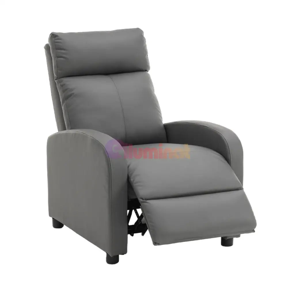 Fotoliu Recliner din Piele Ecologică Spatar Rabatabil si Suport Picioare Extensibil Gri FOTOLIU CU RECLINER / GRI Chairs