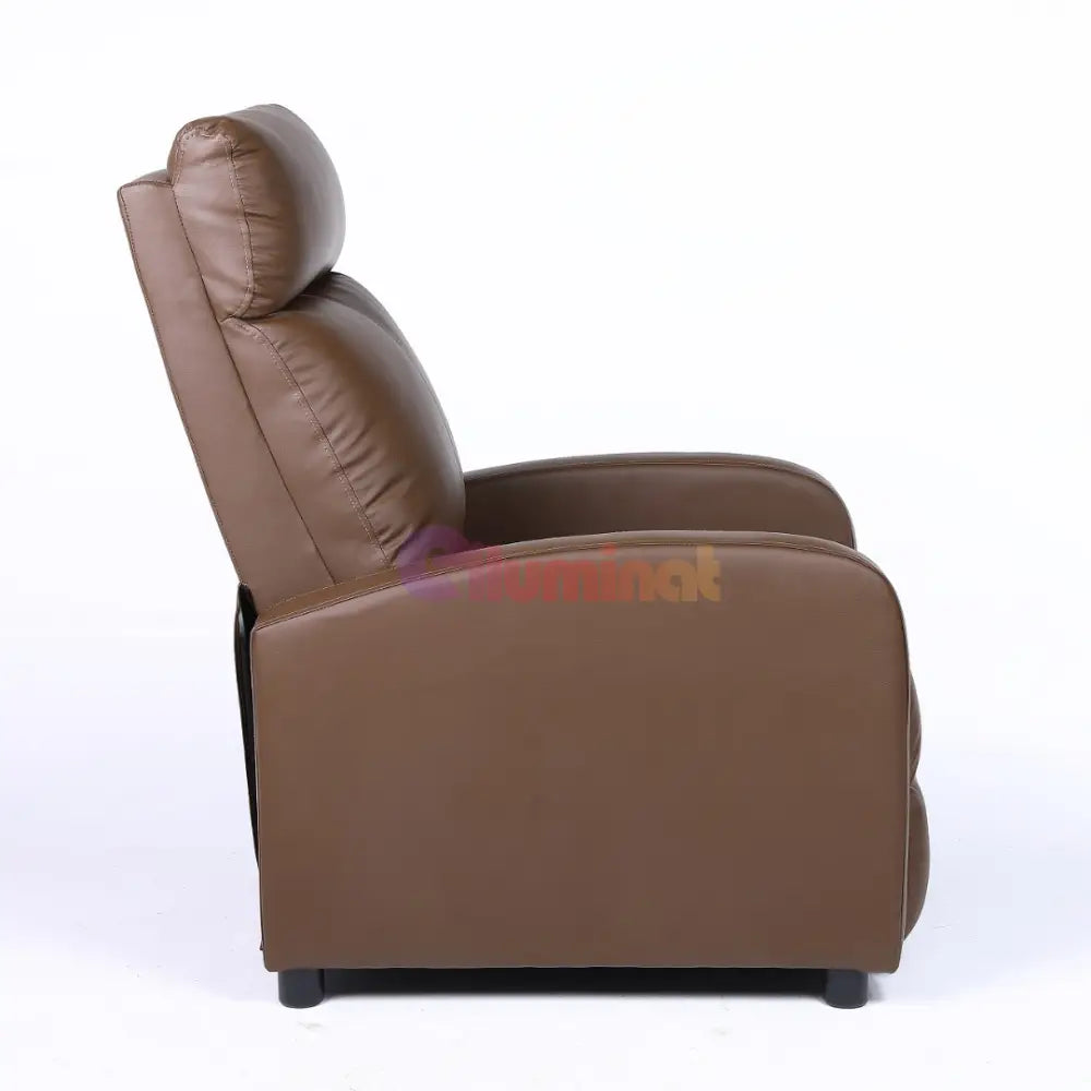 Fotoliu Recliner din Piele Ecologică Spatar Rabatabil si Suport Picioare Extensibil Kaki FOTOLIU CU RECLINER / Brown