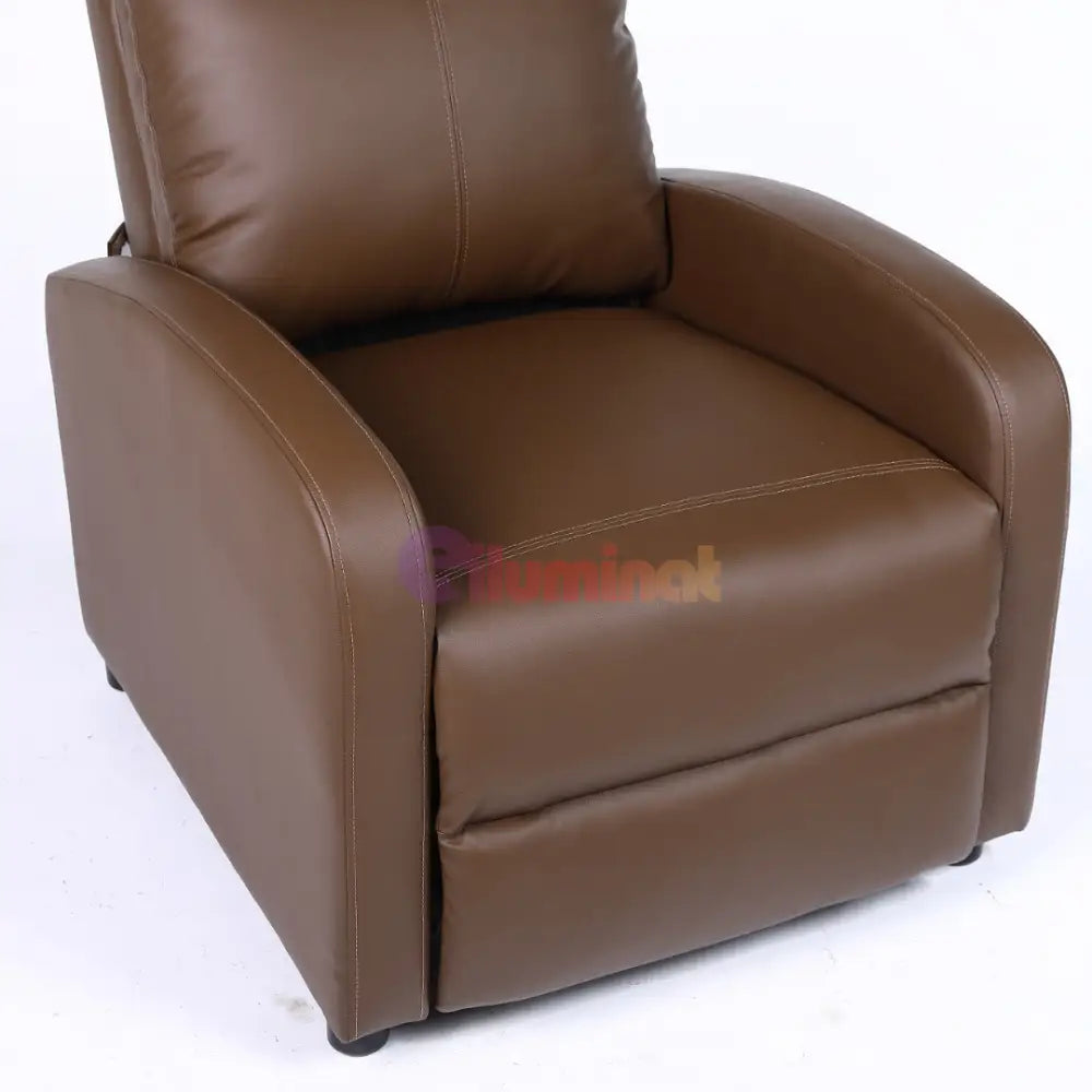 Fotoliu Recliner din Piele Ecologică Spatar Rabatabil si Suport Picioare Extensibil Kaki FOTOLIU CU RECLINER / Brown