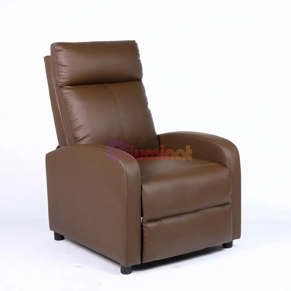 Fotoliu Recliner din Piele Ecologică Spatar Rabatabil si Suport Picioare Extensibil Kaki FOTOLIU CU RECLINER / Brown