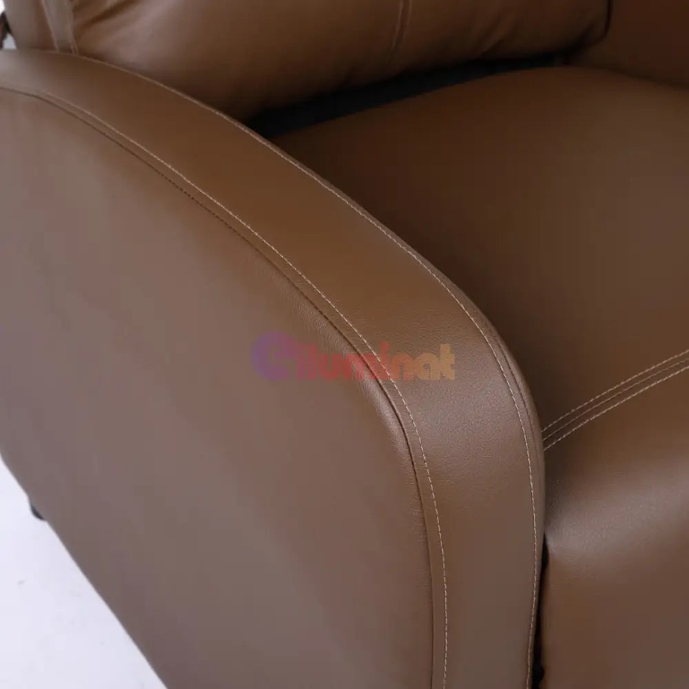 Fotoliu Recliner din Piele Ecologică Spatar Rabatabil si Suport Picioare Extensibil Kaki FOTOLIU CU RECLINER / Brown