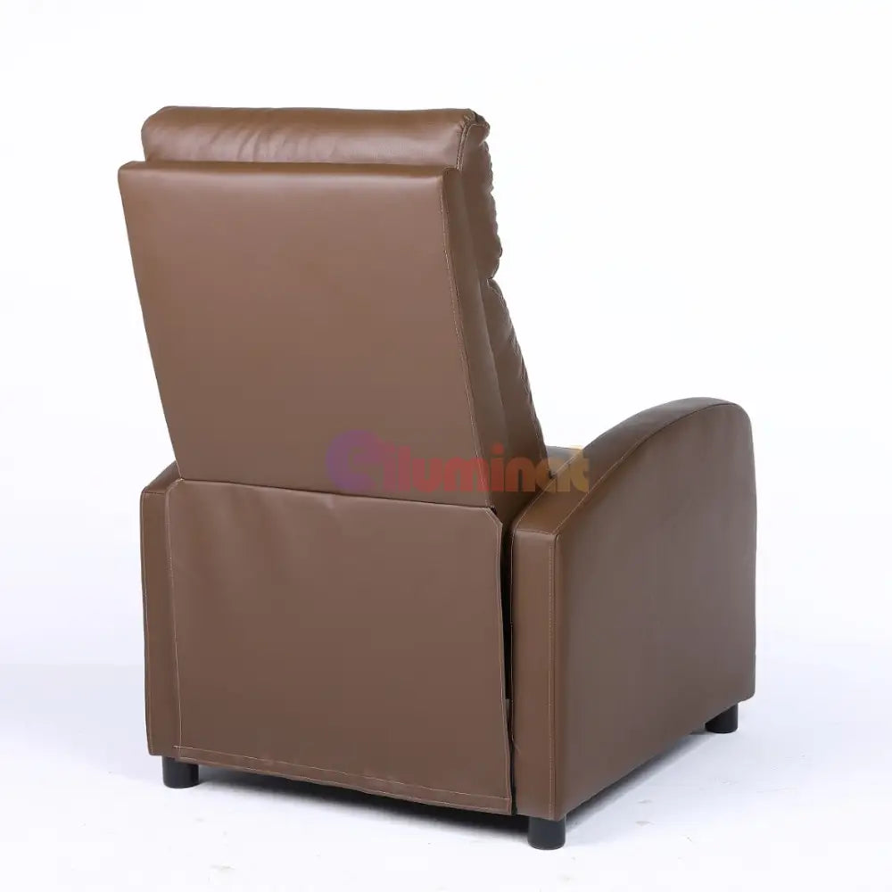 Fotoliu Recliner din Piele Ecologică Spatar Rabatabil si Suport Picioare Extensibil Kaki FOTOLIU CU RECLINER / Brown