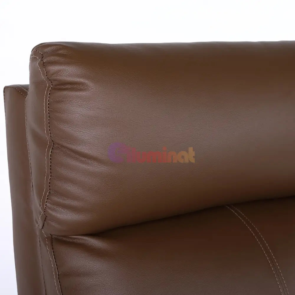 Fotoliu Recliner din Piele Ecologică Spatar Rabatabil si Suport Picioare Extensibil Kaki FOTOLIU CU RECLINER / Brown