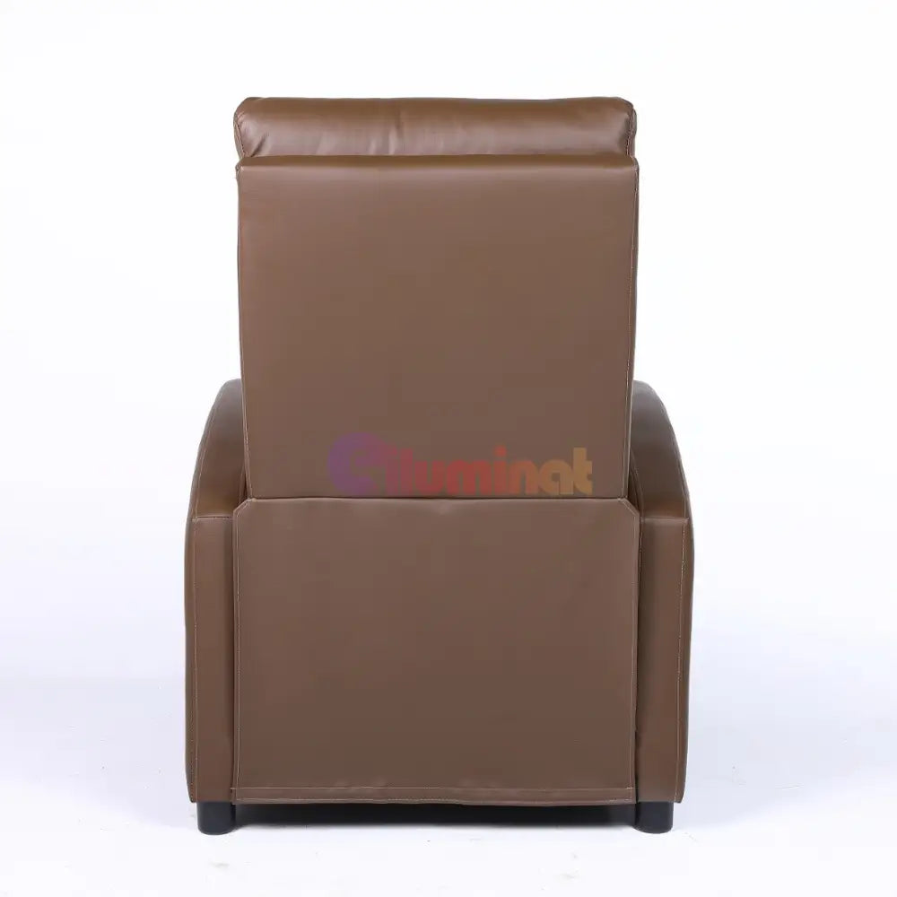 Fotoliu Recliner din Piele Ecologică Spatar Rabatabil si Suport Picioare Extensibil Kaki FOTOLIU CU RECLINER / Brown