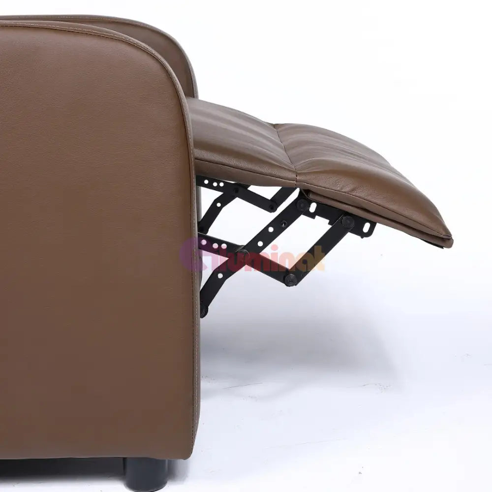 Fotoliu Recliner din Piele Ecologică Spatar Rabatabil si Suport Picioare Extensibil Kaki FOTOLIU CU RECLINER / Brown