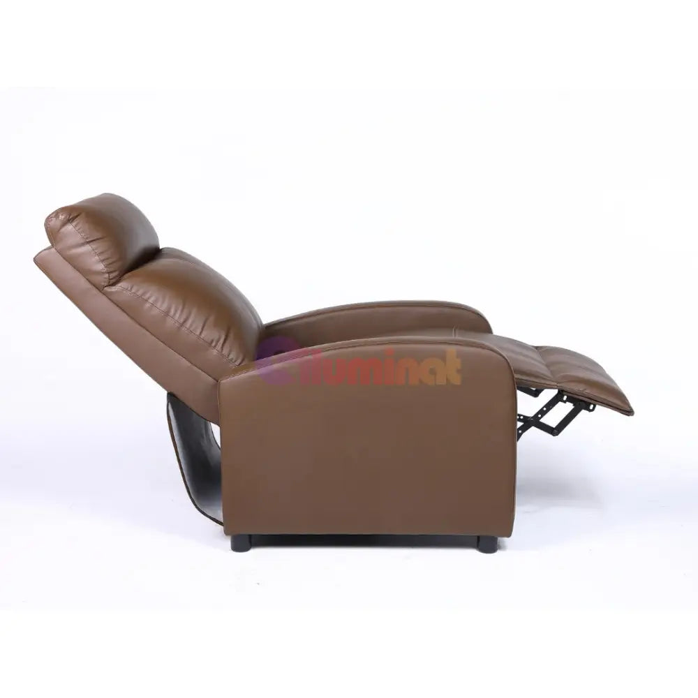 Fotoliu Recliner din Piele Ecologică Spatar Rabatabil si Suport Picioare Extensibil Kaki FOTOLIU CU RECLINER / Brown