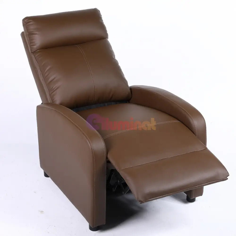 Fotoliu Recliner din Piele Ecologică Spatar Rabatabil si Suport Picioare Extensibil Kaki FOTOLIU CU RECLINER / Brown
