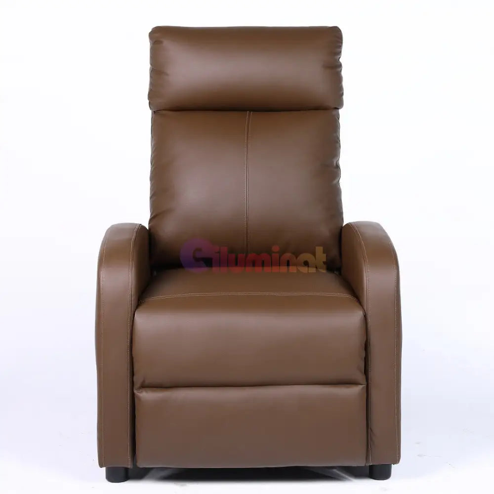 Fotoliu Recliner din Piele Ecologică Spatar Rabatabil si Suport Picioare Extensibil Kaki FOTOLIU CU RECLINER / Brown