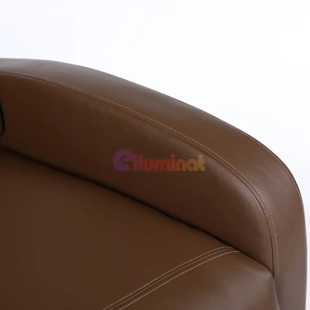 Fotoliu Recliner din Piele Ecologică Spatar Rabatabil si Suport Picioare Extensibil Kaki FOTOLIU CU RECLINER / Brown