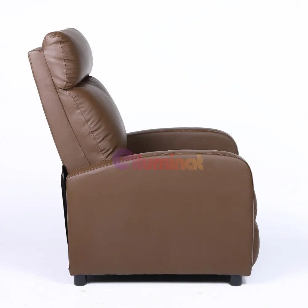 Fotoliu Recliner din Piele Ecologică Spatar Rabatabil si Suport Picioare Extensibil Kaki FOTOLIU CU RECLINER / Brown