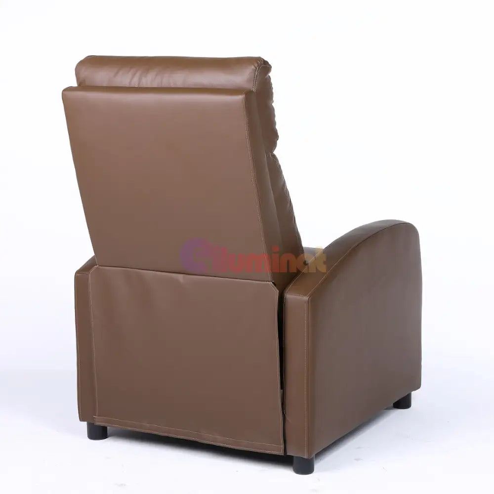 Fotoliu Recliner din Piele Ecologică Spatar Rabatabil si Suport Picioare Extensibil Kaki FOTOLIU CU RECLINER / Brown