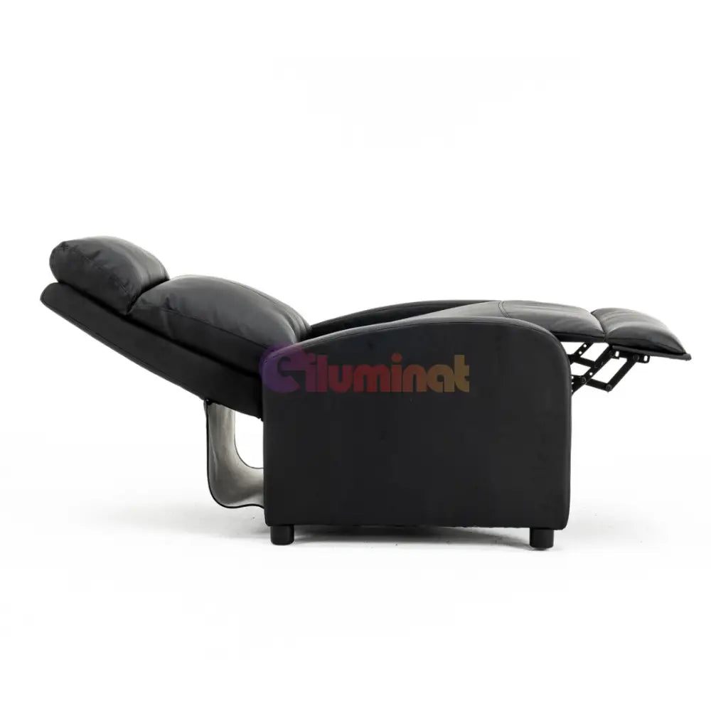 Fotoliu Recliner din Piele Ecologică Spatar Rabatabil si Suport Picioare Extensibil Negru FOTOLIU CU RECLINER / NEAGRA