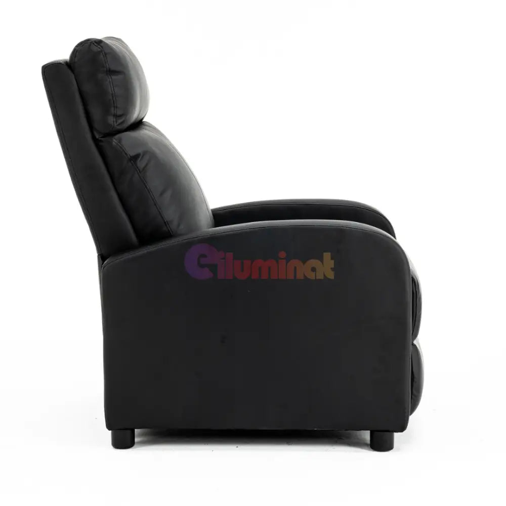 Fotoliu Recliner din Piele Ecologică Spatar Rabatabil si Suport Picioare Extensibil Negru FOTOLIU CU RECLINER / NEAGRA