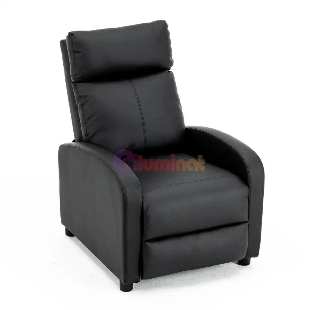 Fotoliu Recliner din Piele Ecologică Spatar Rabatabil si Suport Picioare Extensibil Negru FOTOLIU CU RECLINER / NEAGRA
