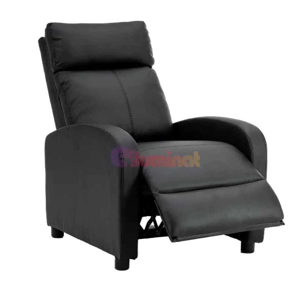 Fotoliu Recliner din Piele Ecologică Spatar Rabatabil si Suport Picioare Extensibil Negru FOTOLIU CU RECLINER / NEAGRA