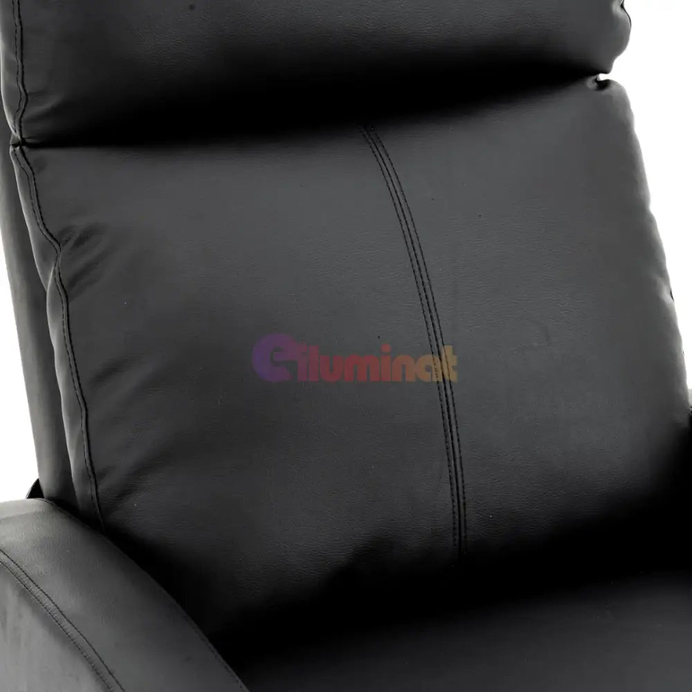Fotoliu Recliner din Piele Ecologică Spatar Rabatabil si Suport Picioare Extensibil Negru FOTOLIU CU RECLINER / NEAGRA